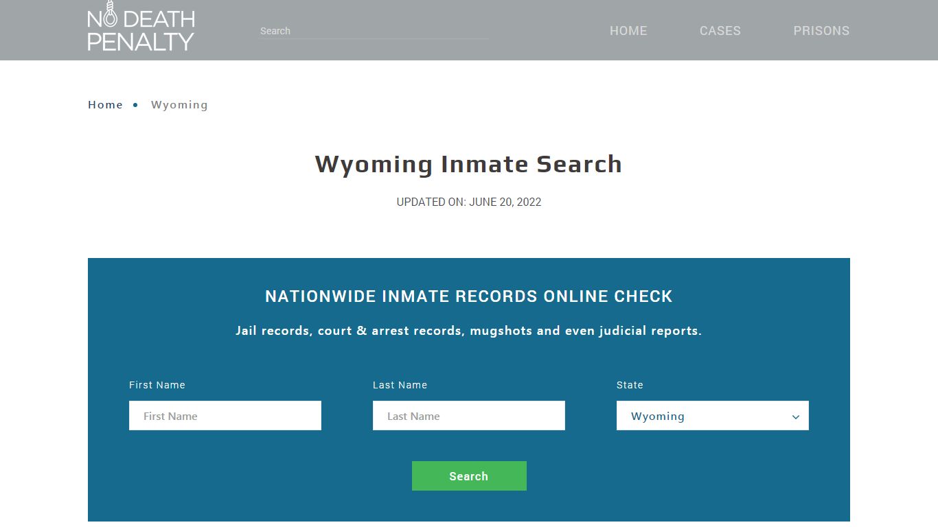 Wyoming Inmate Search – Wyoming Department of Corrections ...